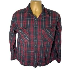 Cabela’s Heavyweight Plaid Flannel Button Down Red Combo XL